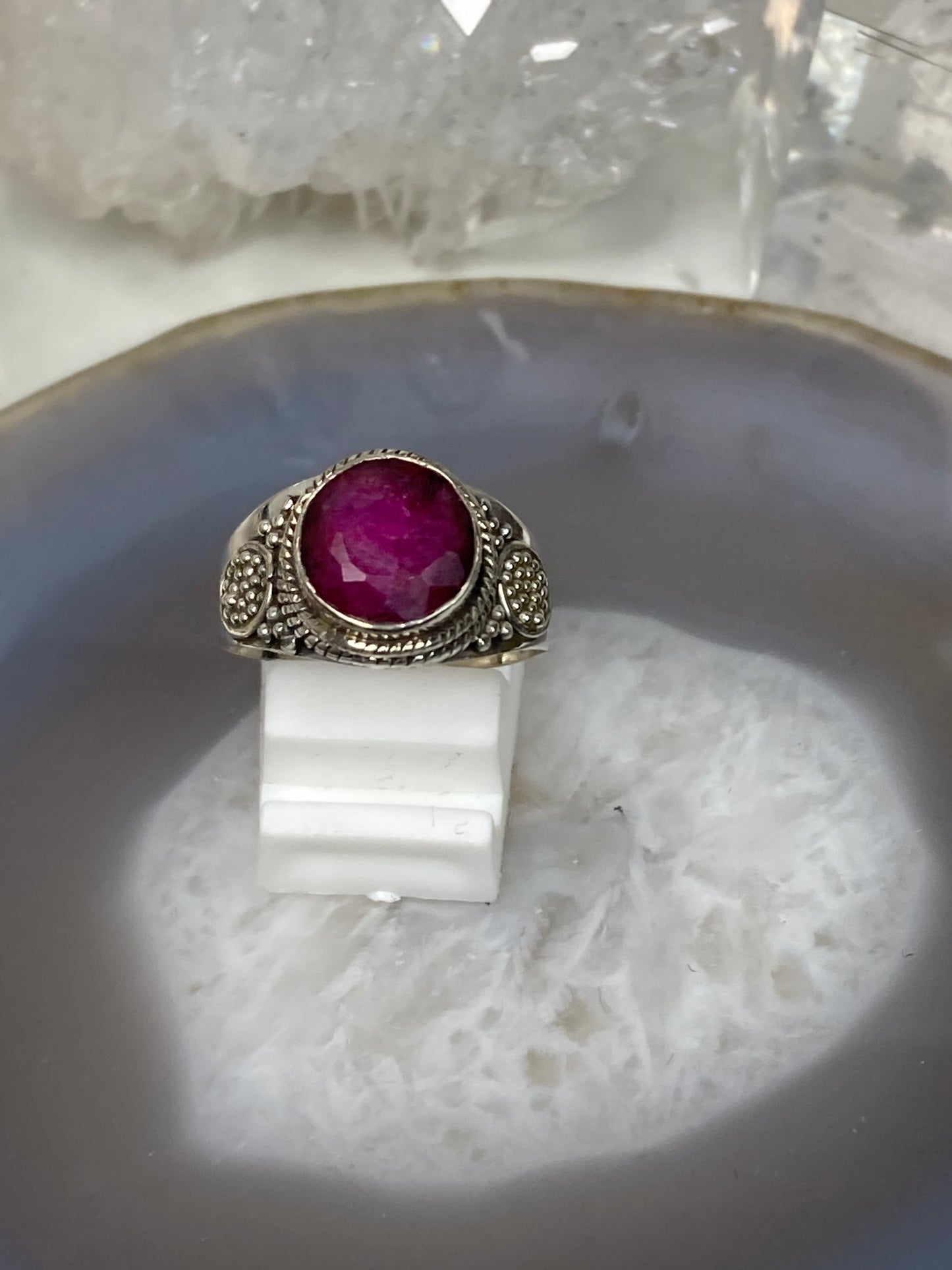 Sterling silver ruby ring