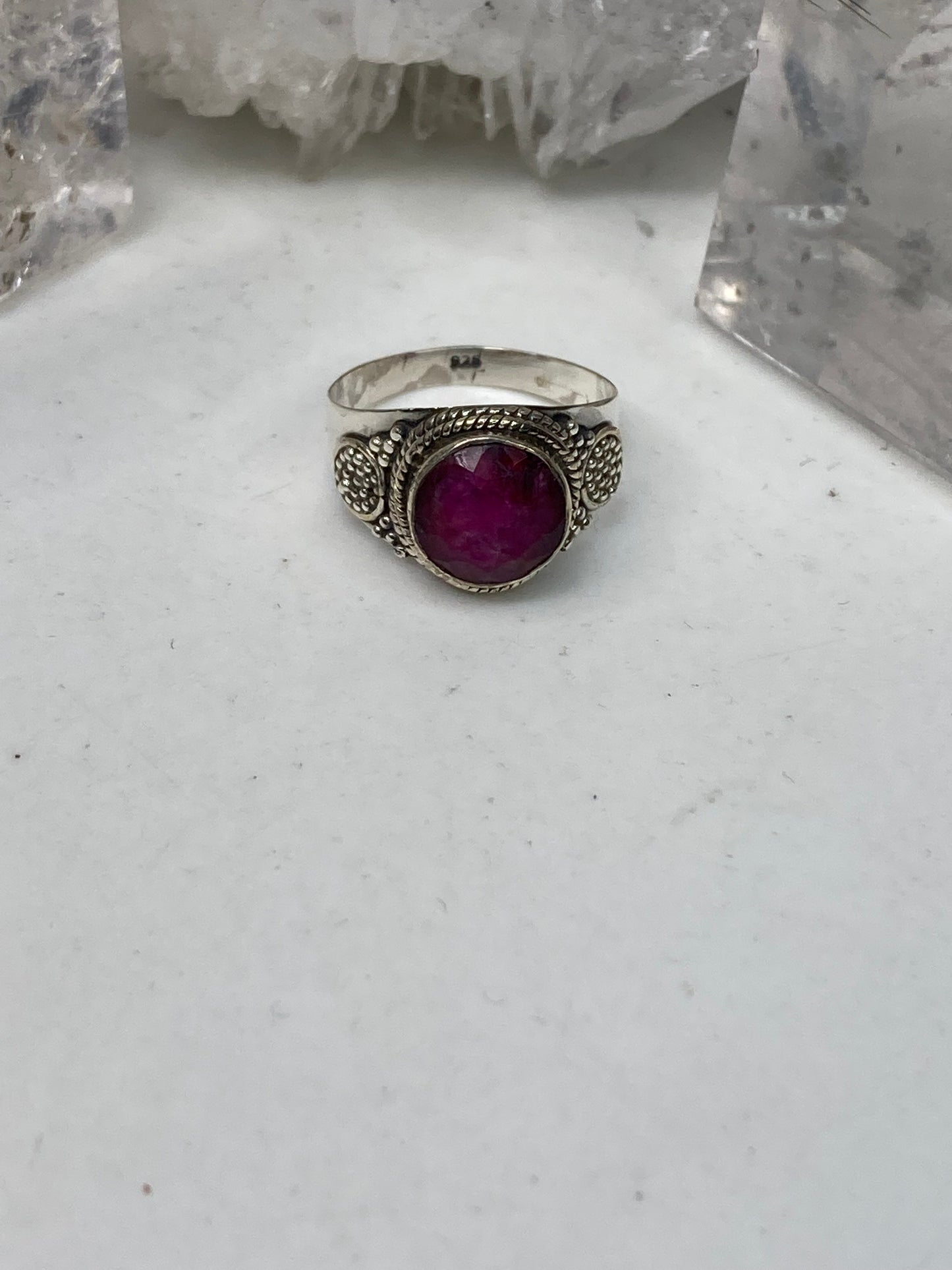 Sterling silver ruby ring