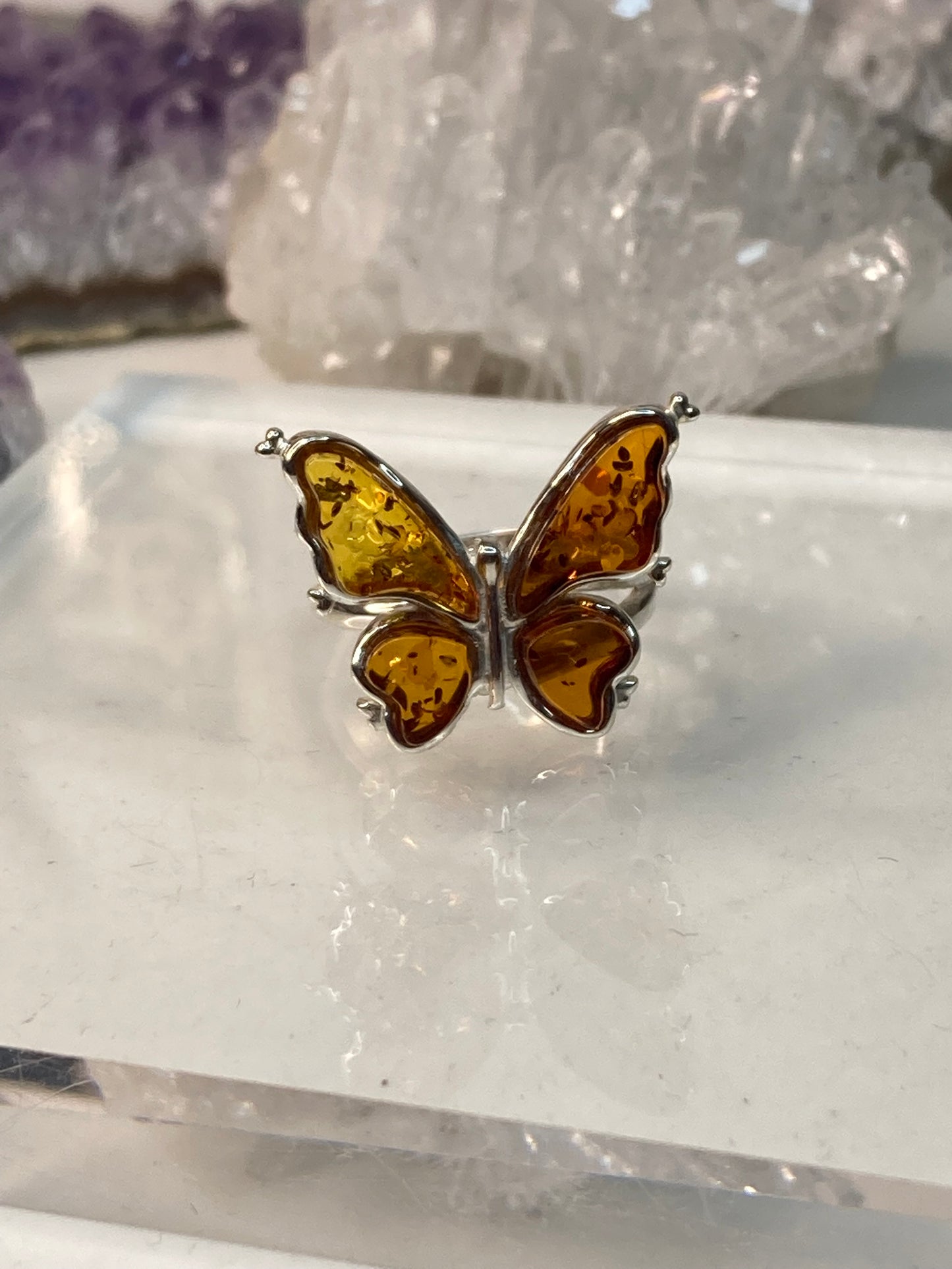 Sterling silver amber ring