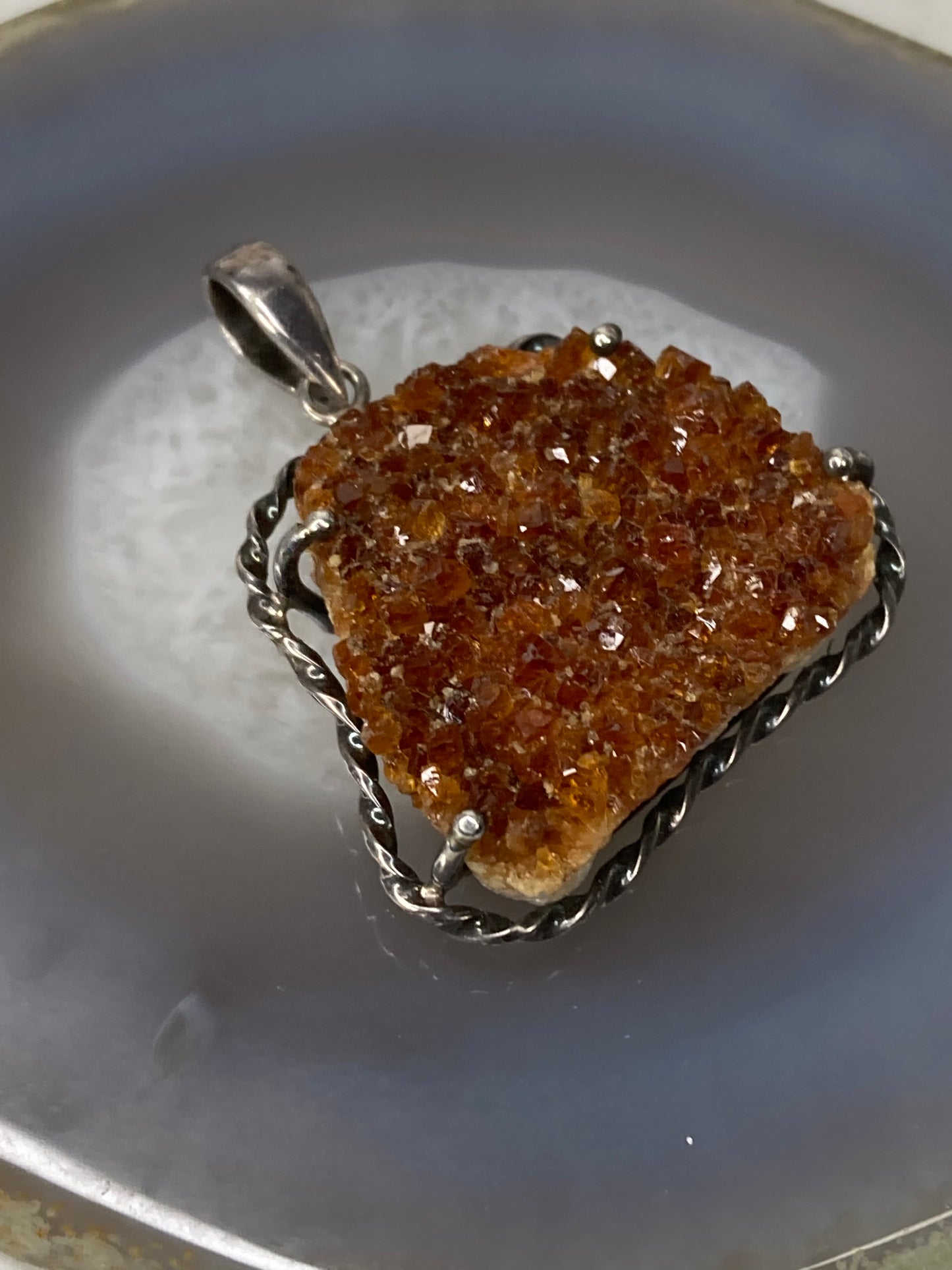 Vintage druzy gemstone pendant