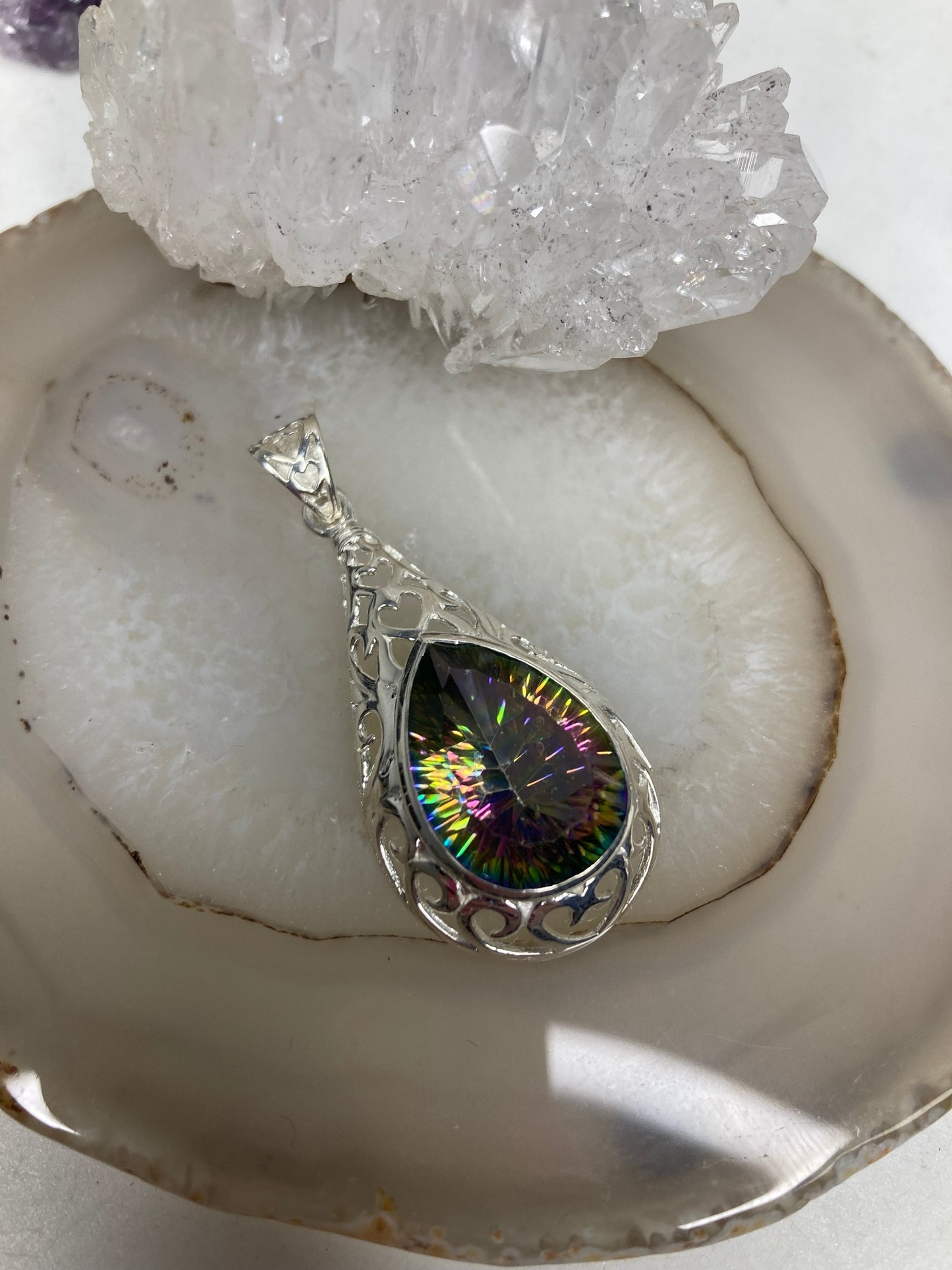 Sterling silver mystic quartz pendant