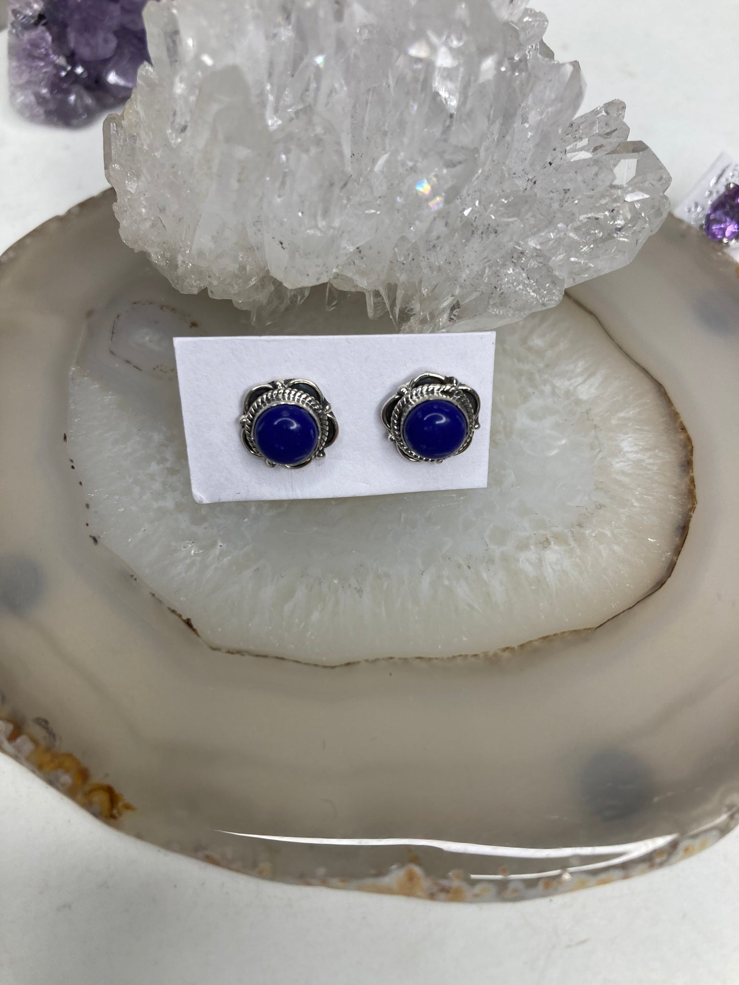 Sterling silver lapis stud earrings
