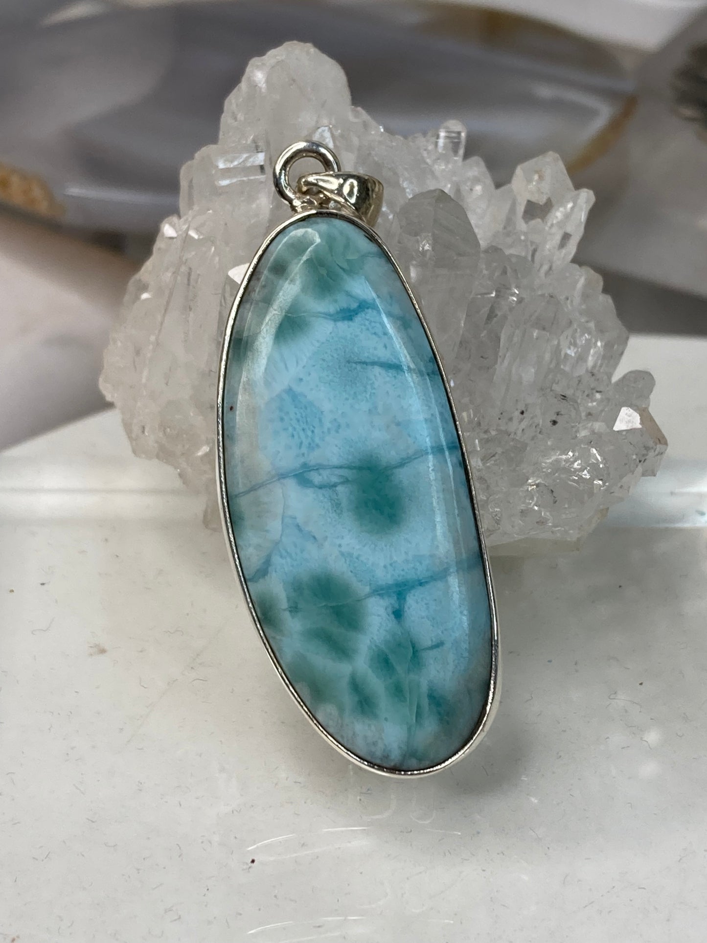 Sterling silver larimar pendant