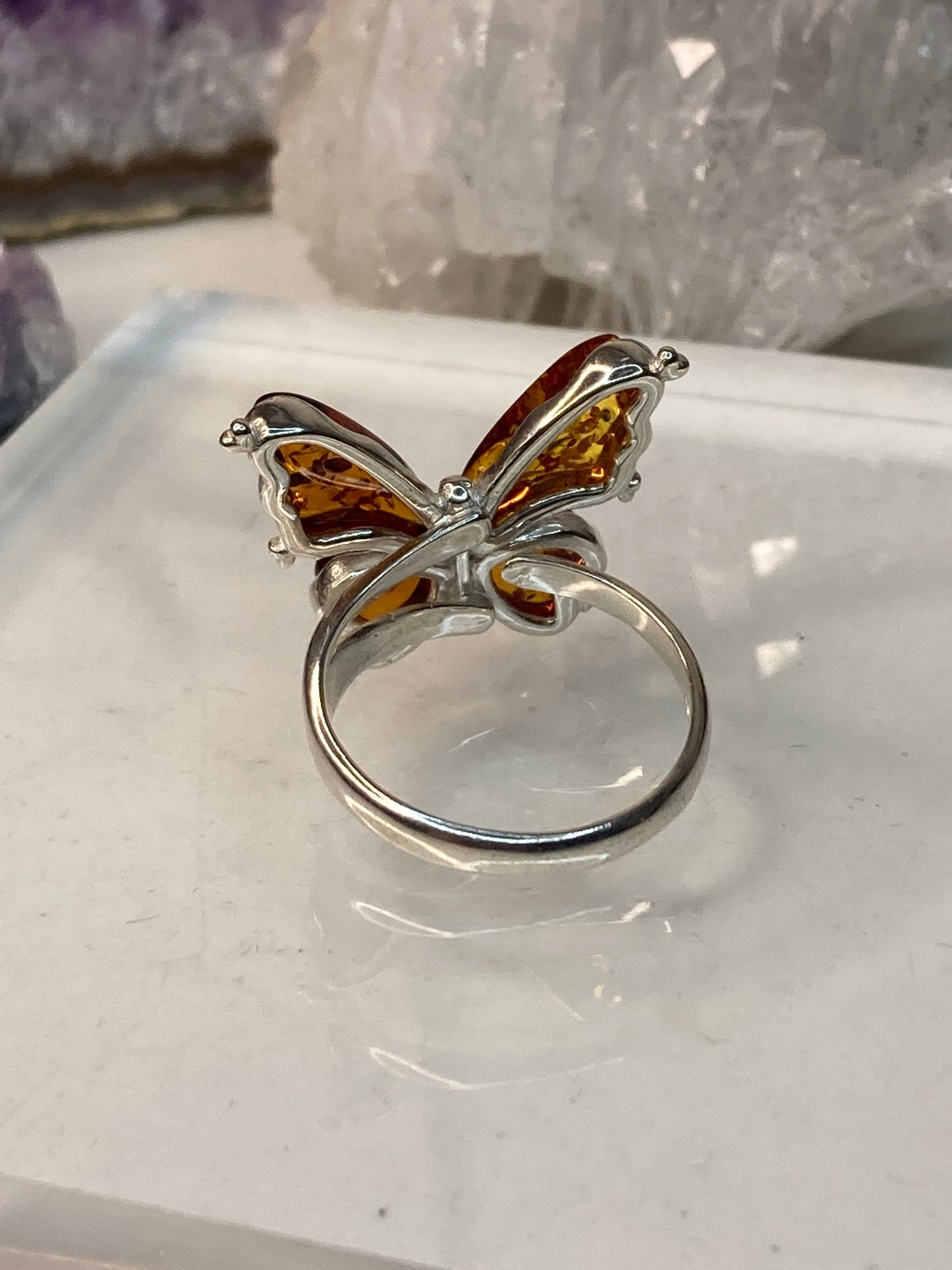 Sterling silver amber ring
