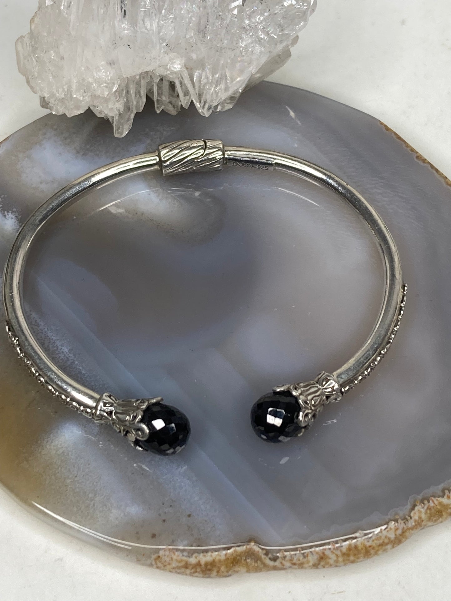 Sterling silver onyx bracelet signed Sarda