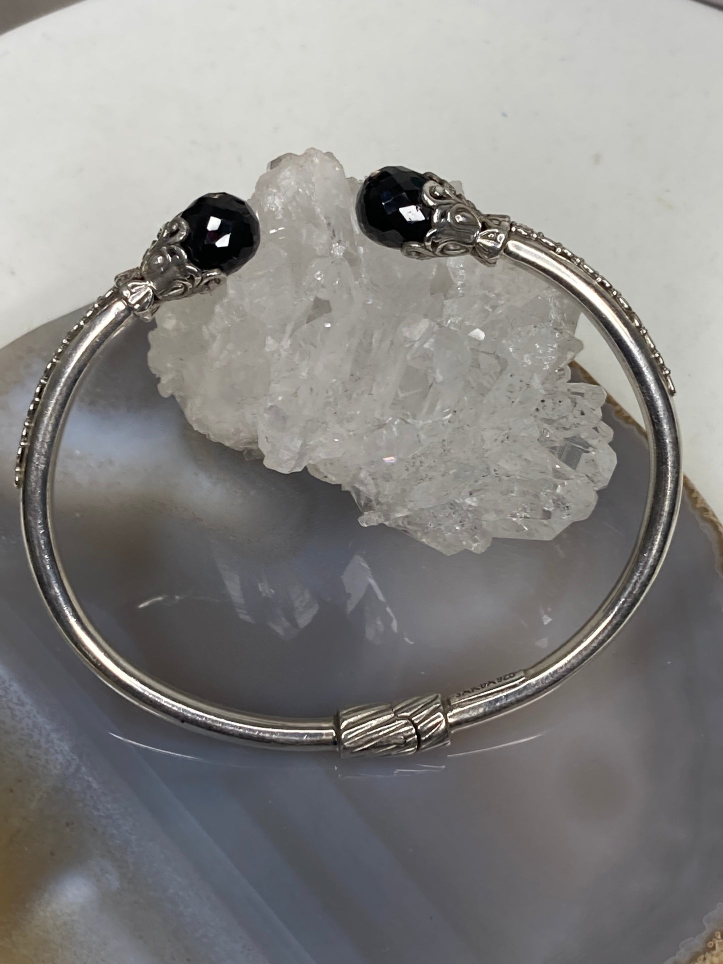 Sterling silver onyx bracelet signed Sarda
