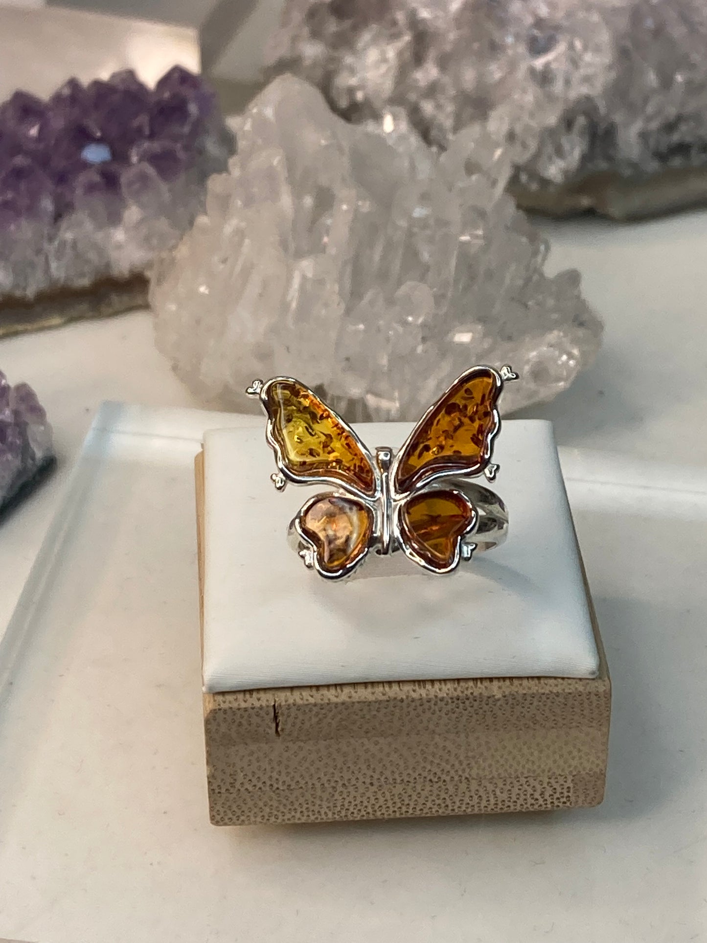Sterling silver amber ring