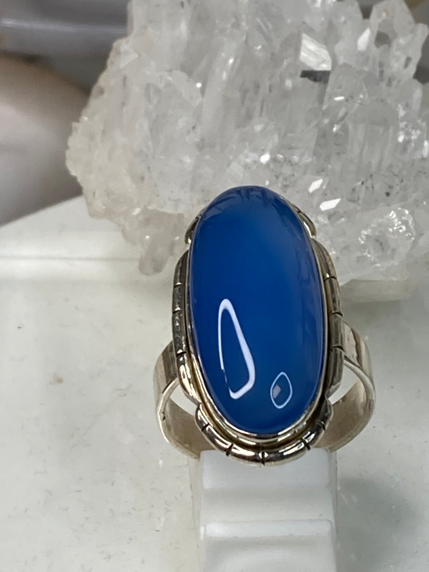 Sterling silver blue chalcedony ring