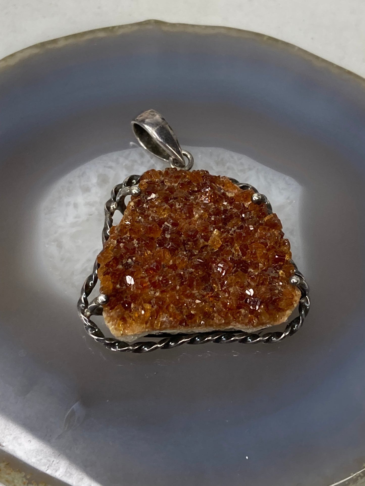Vintage druzy gemstone pendant