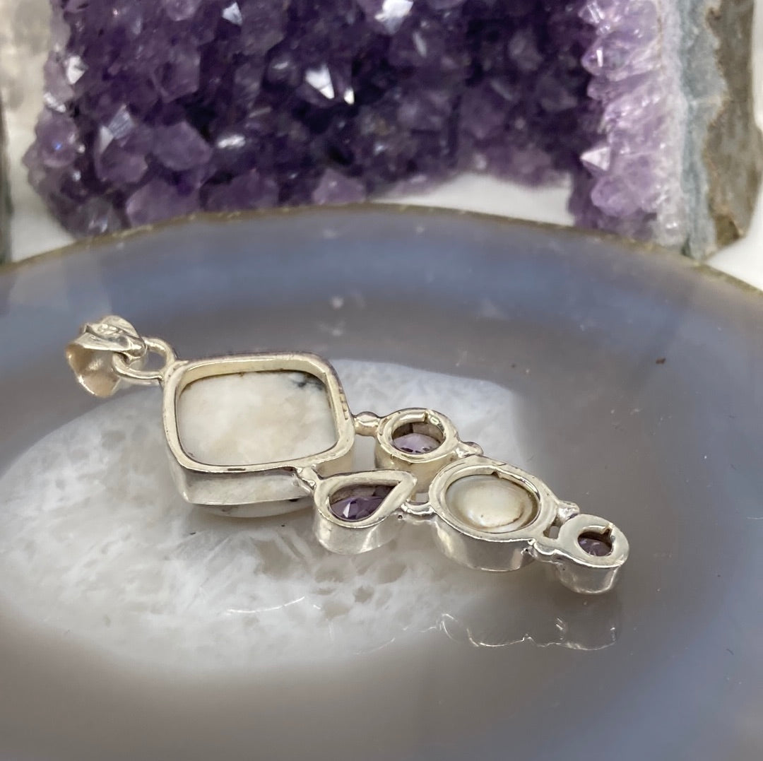 Sterling silver amethyst pearl pendant