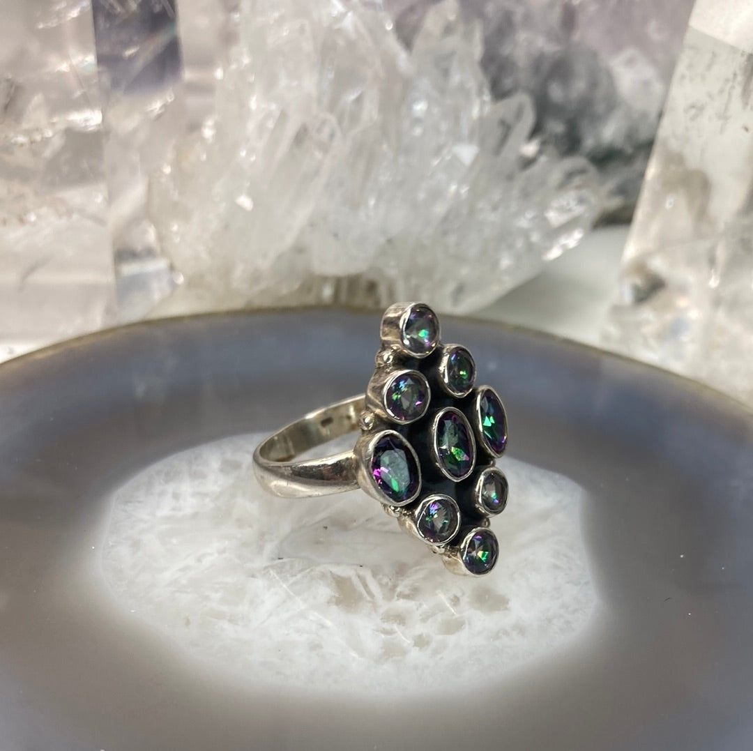 Sterling silver mystic quartz ring