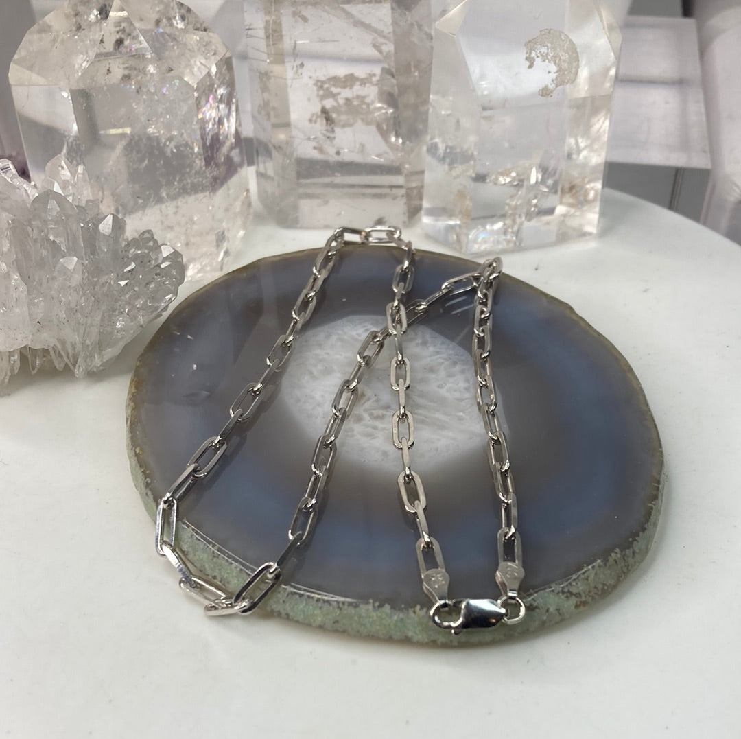 Sterling silver paper clip chain necklace