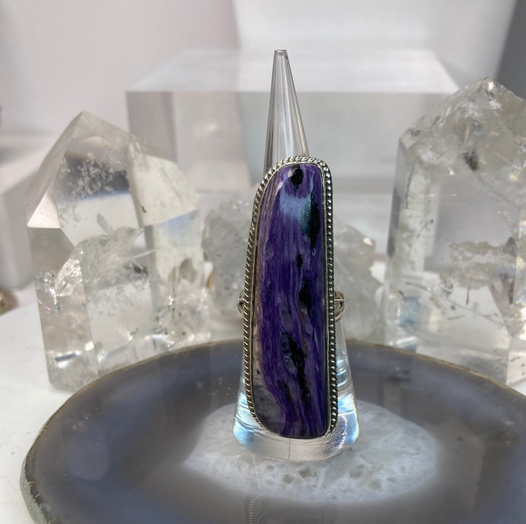 Large sterling silver purple charoite