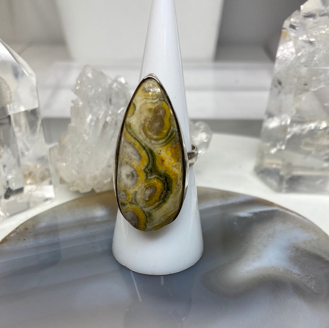 Sterling silver bumblebee jasper ring