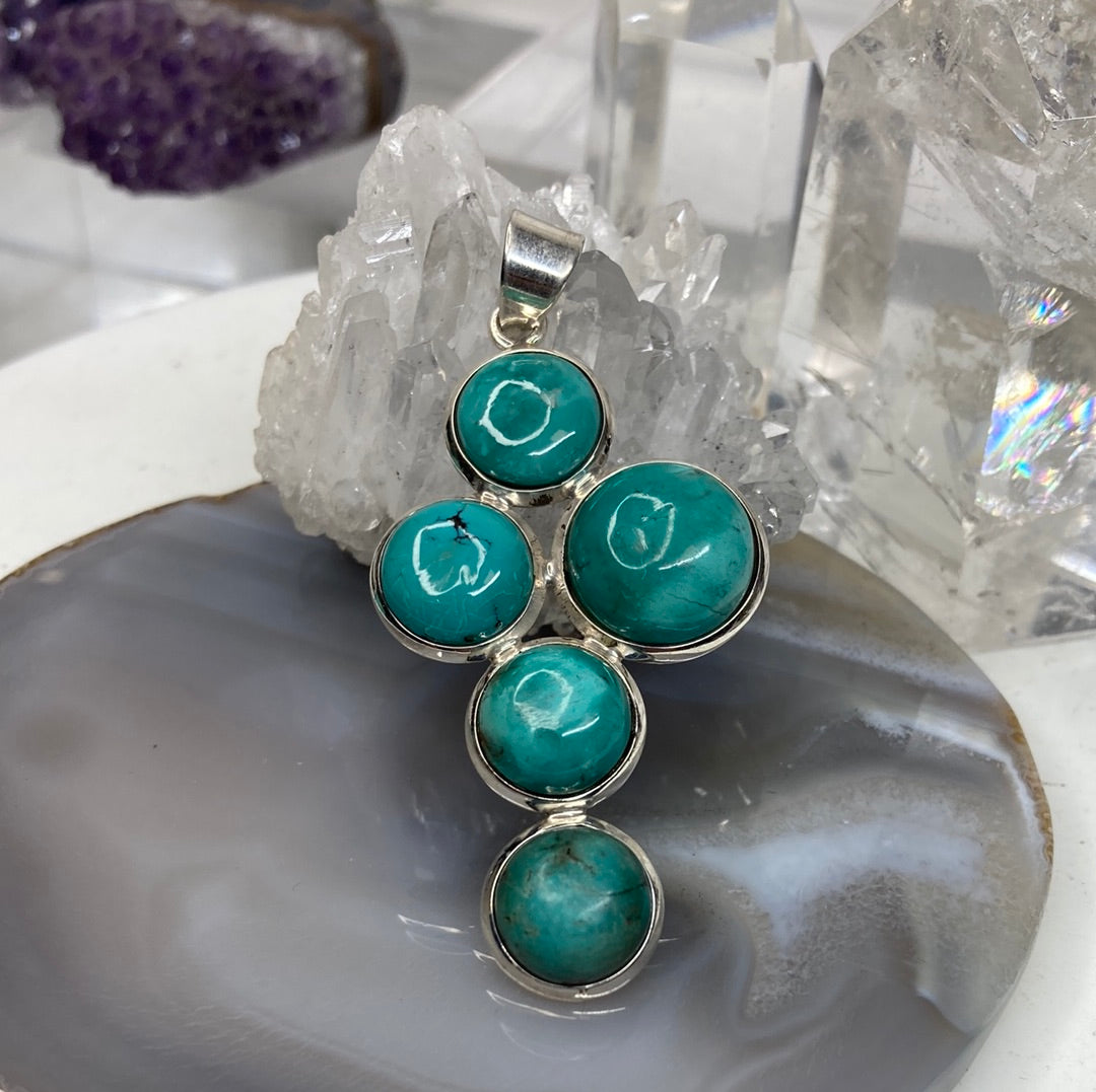 Sterling silver turquoise cross pendant