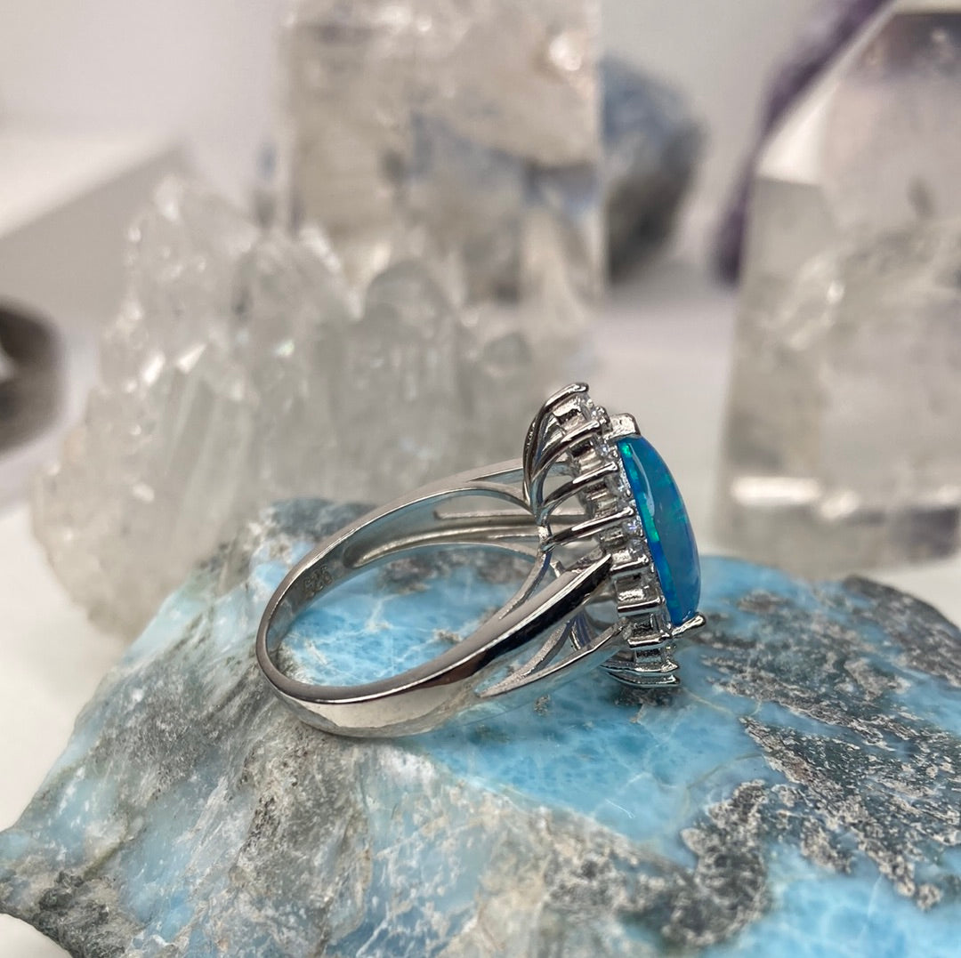 Sterling silver opal ring
