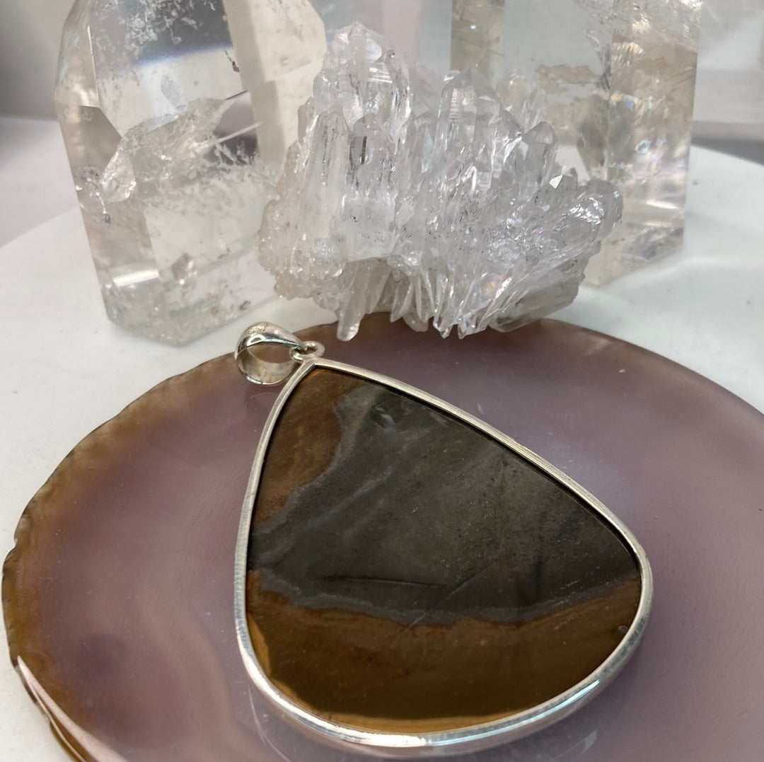 Large sterling silver jasper pendant