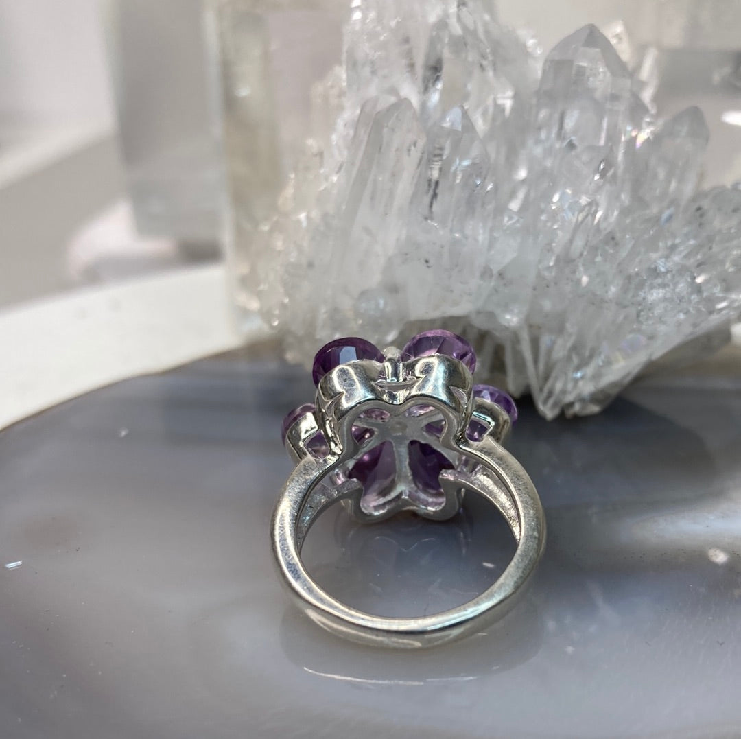 Beautiful amethyst flower cluster ring