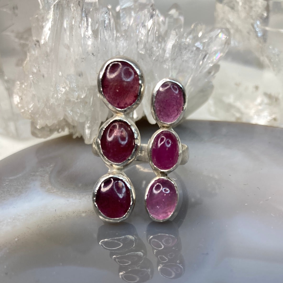 Pink tourmaline sterling silver ring