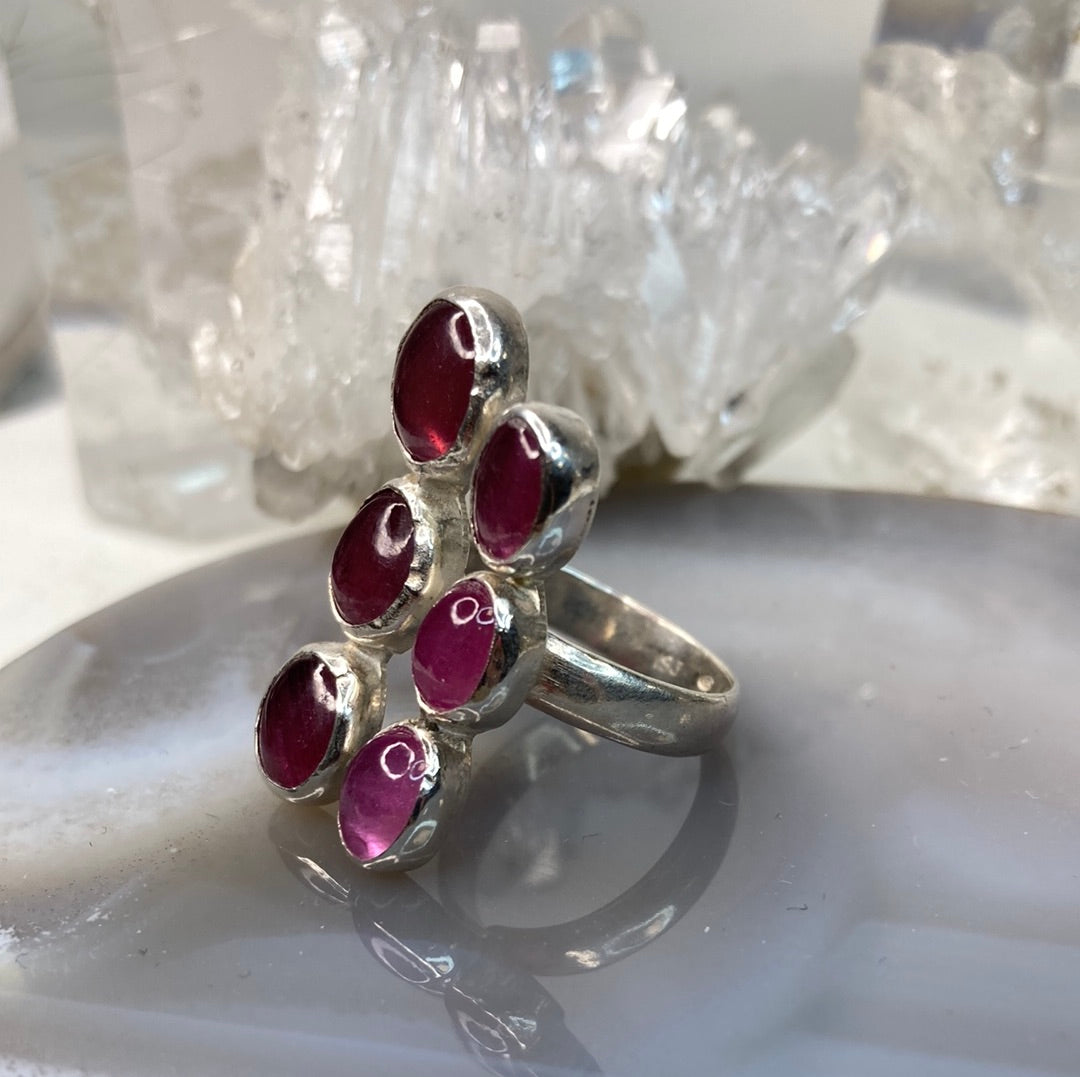 Pink tourmaline sterling silver ring