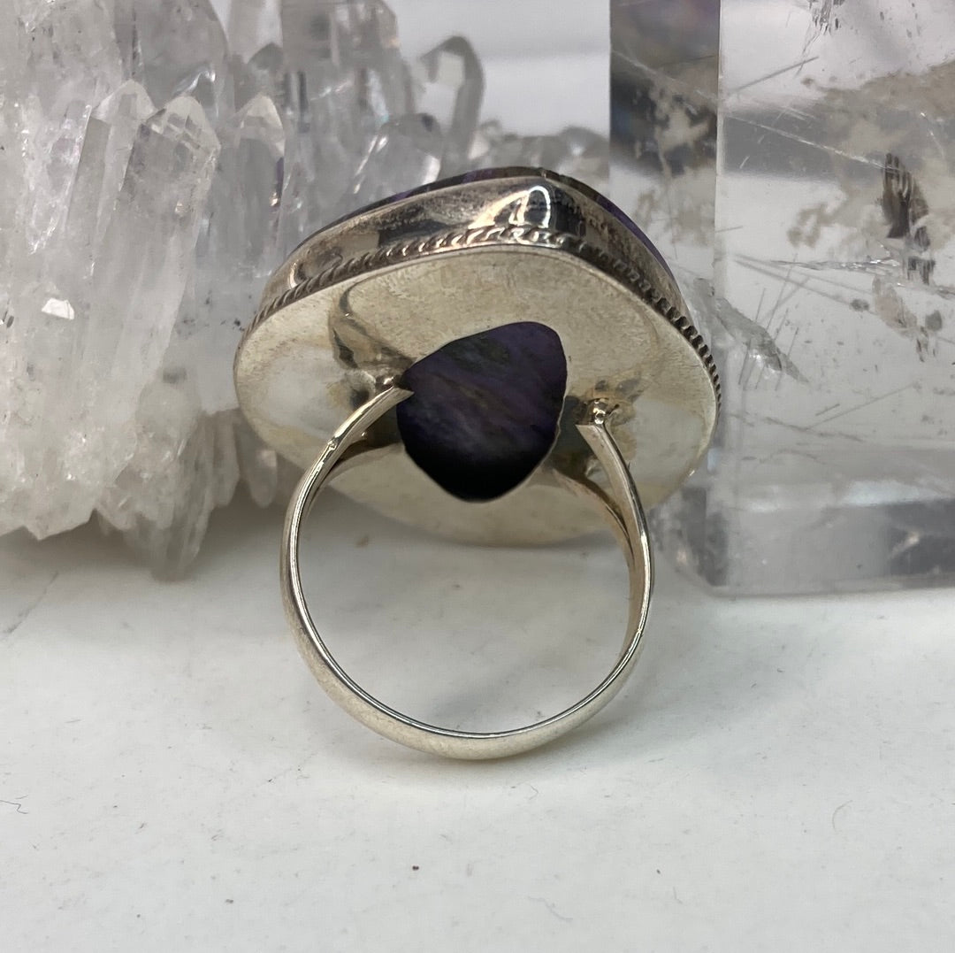 Sterling silver charoite ring