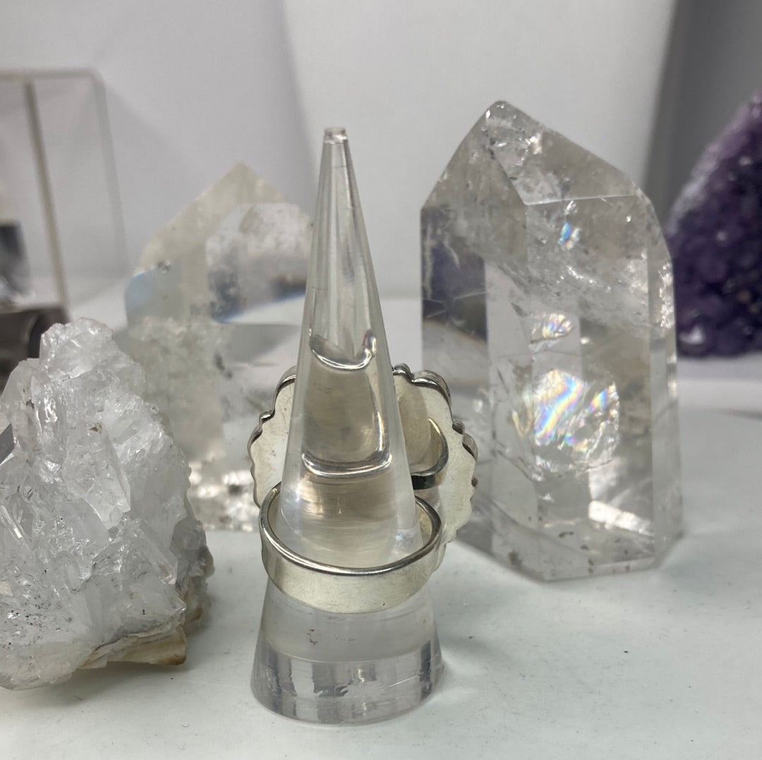 Sterling silver pink quartz cluster ring