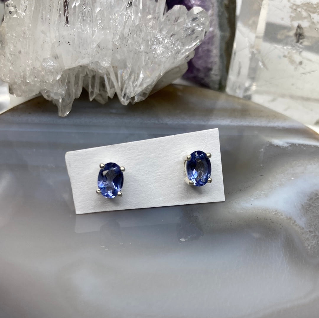 Sterling silver tanzanite stud earrings