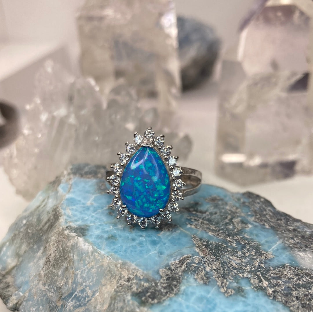 Sterling silver opal ring