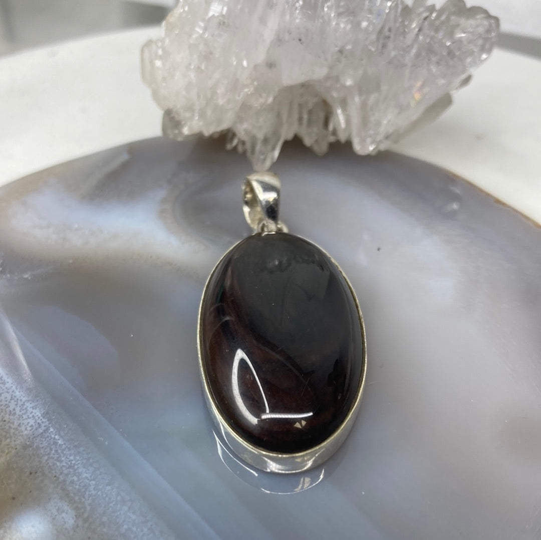 Sterling silver obsidian pendant