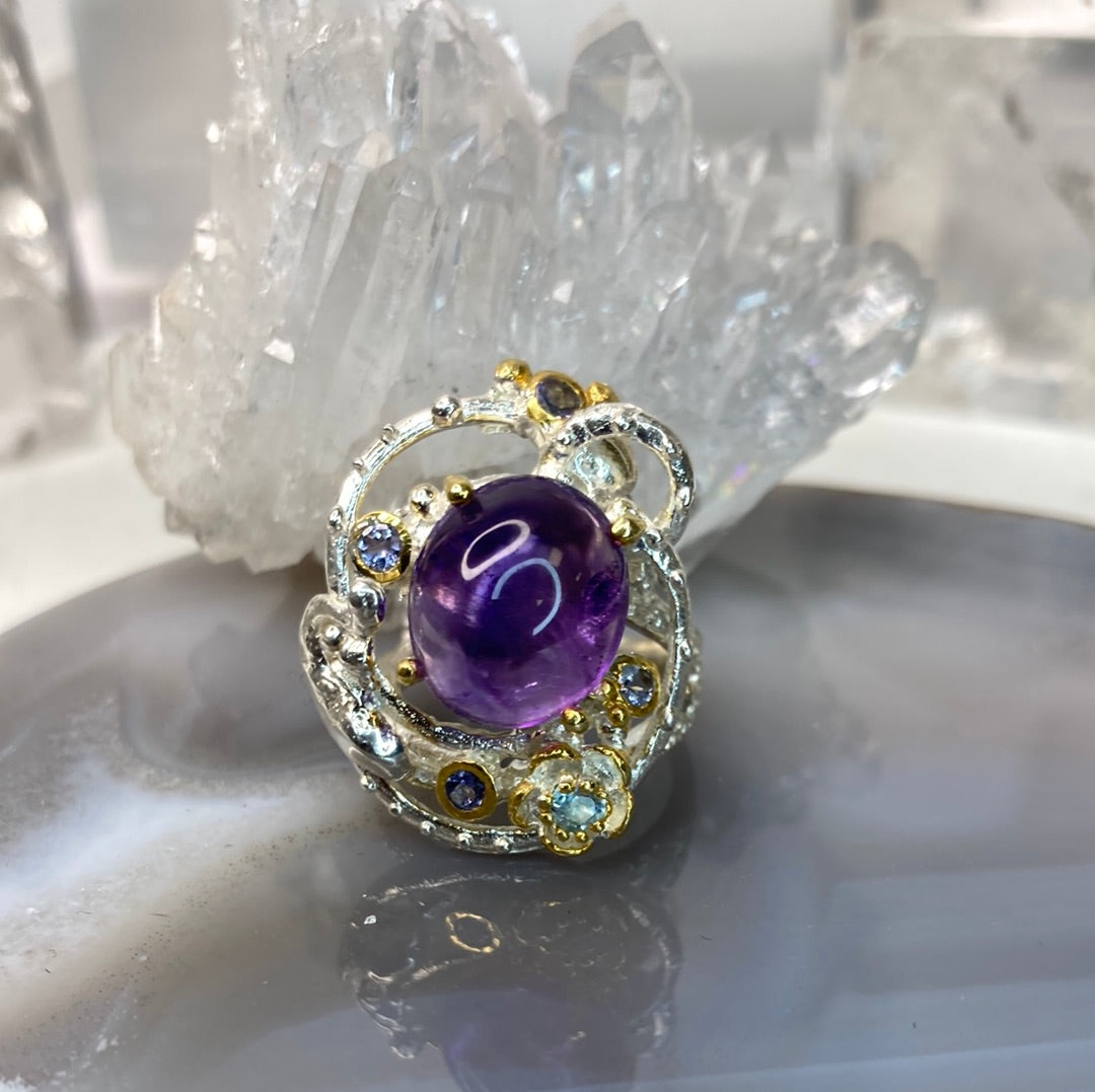 Sterling silver gemstone ring