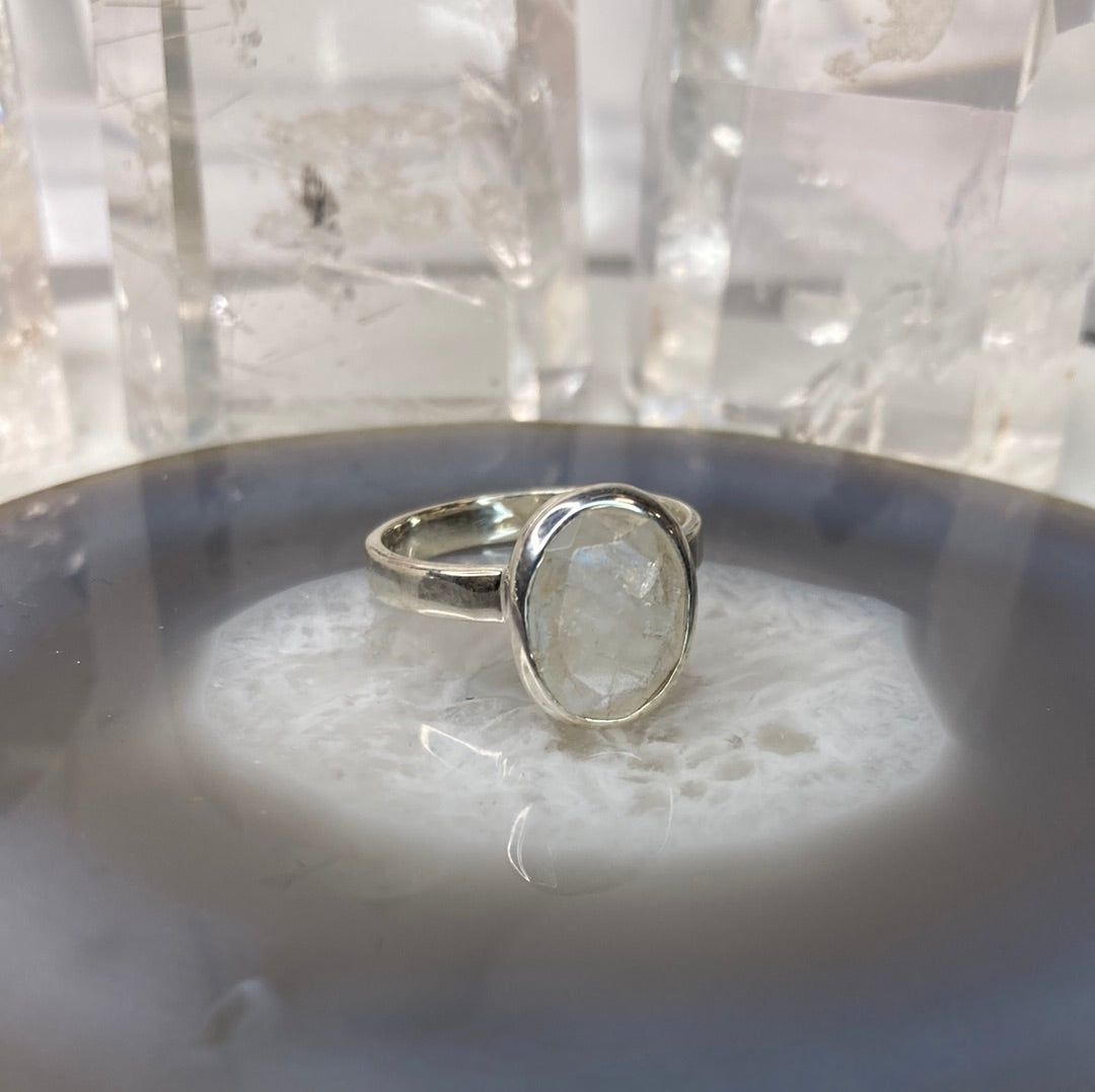Sterling silver raw moonstone ring