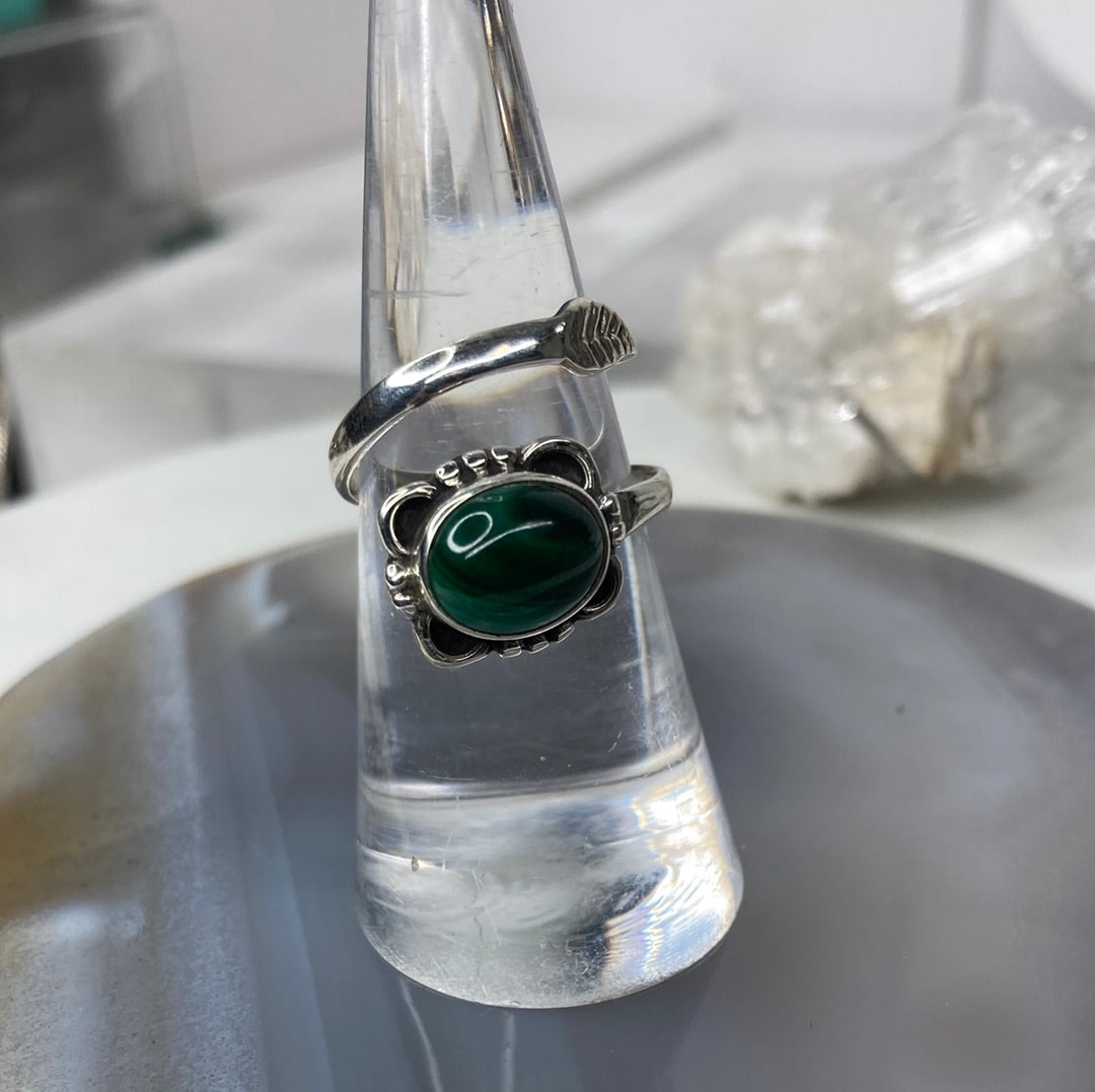 Sterling silver malachite ring