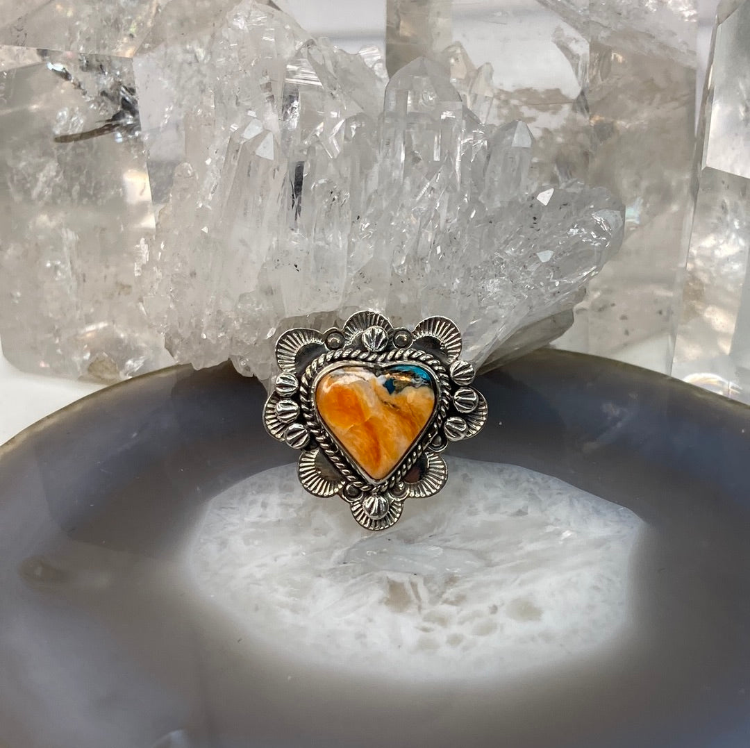 Sterling silver spiney oyster ring