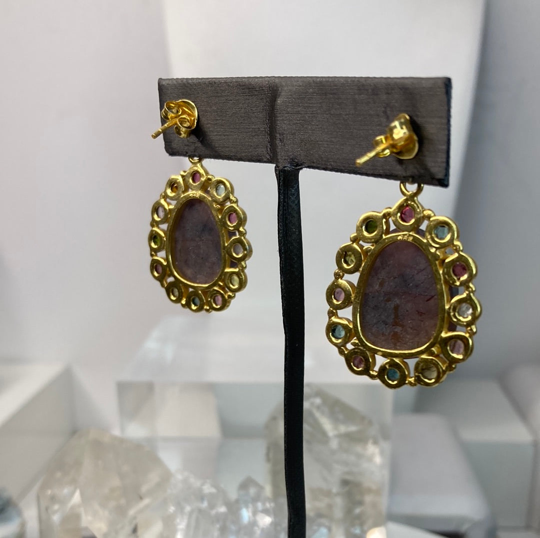 Sterling silver vermeil gemstone earrings