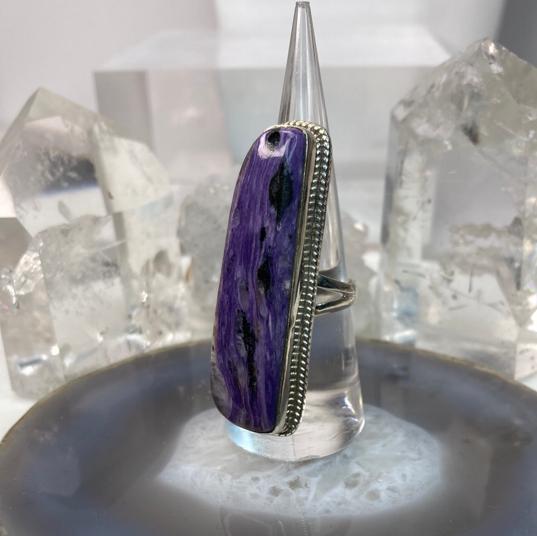 Large sterling silver purple charoite