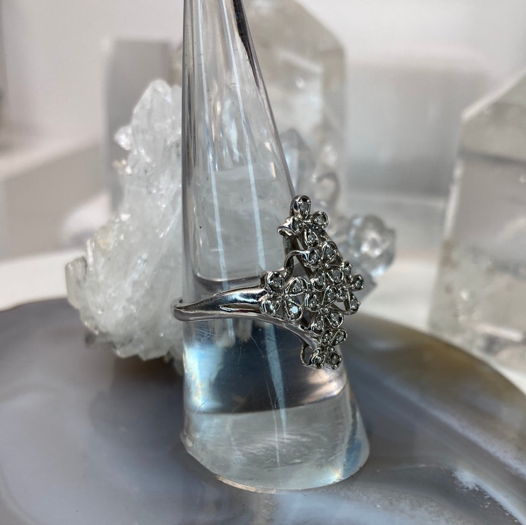 Sterling silver diamond ring