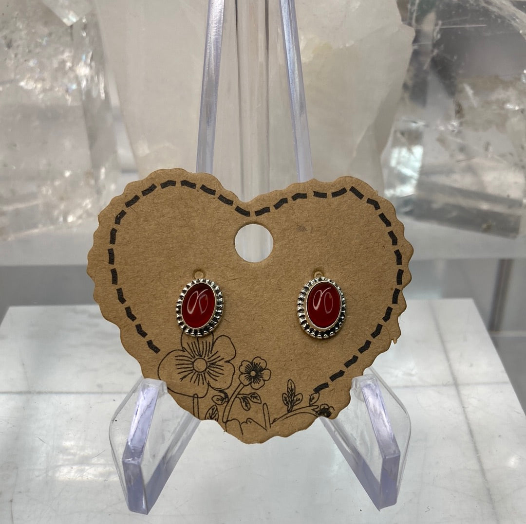 Sterling silver carnelian stud earrings