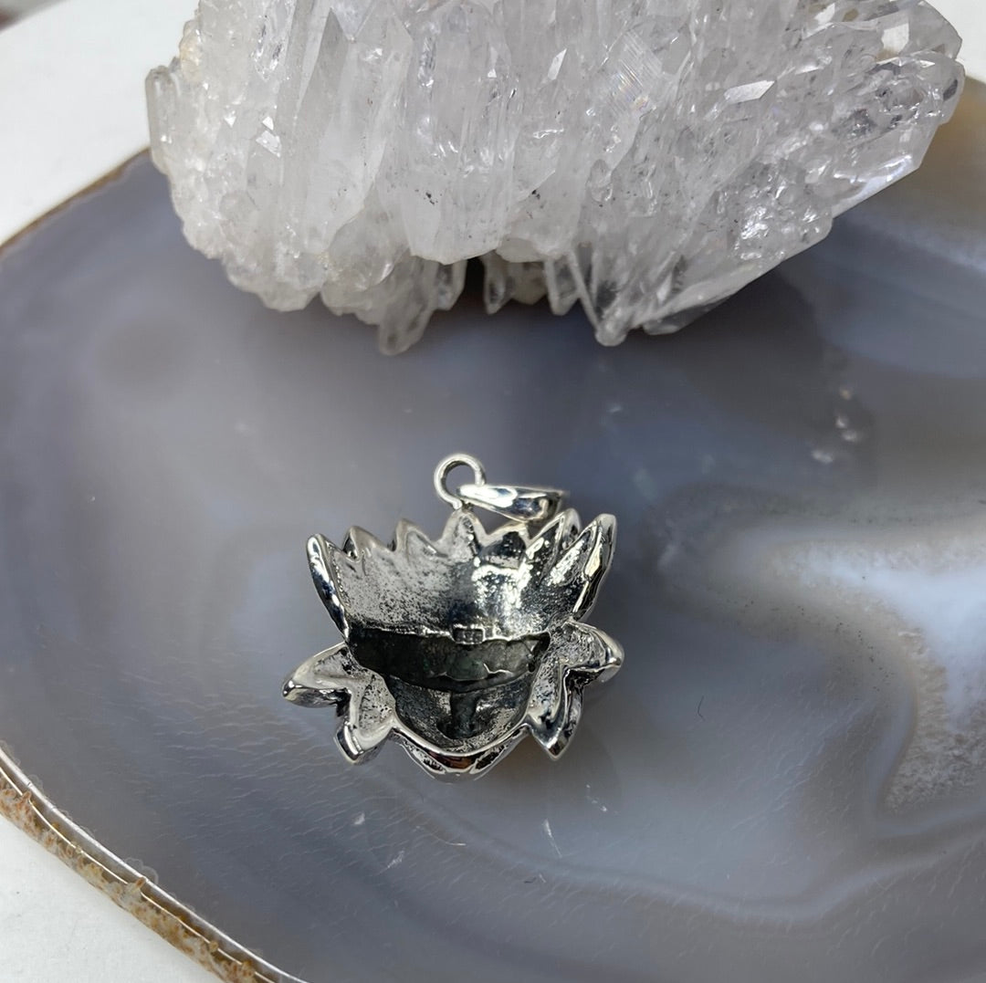 Sterling silver Indian head turquoise inlay pendant