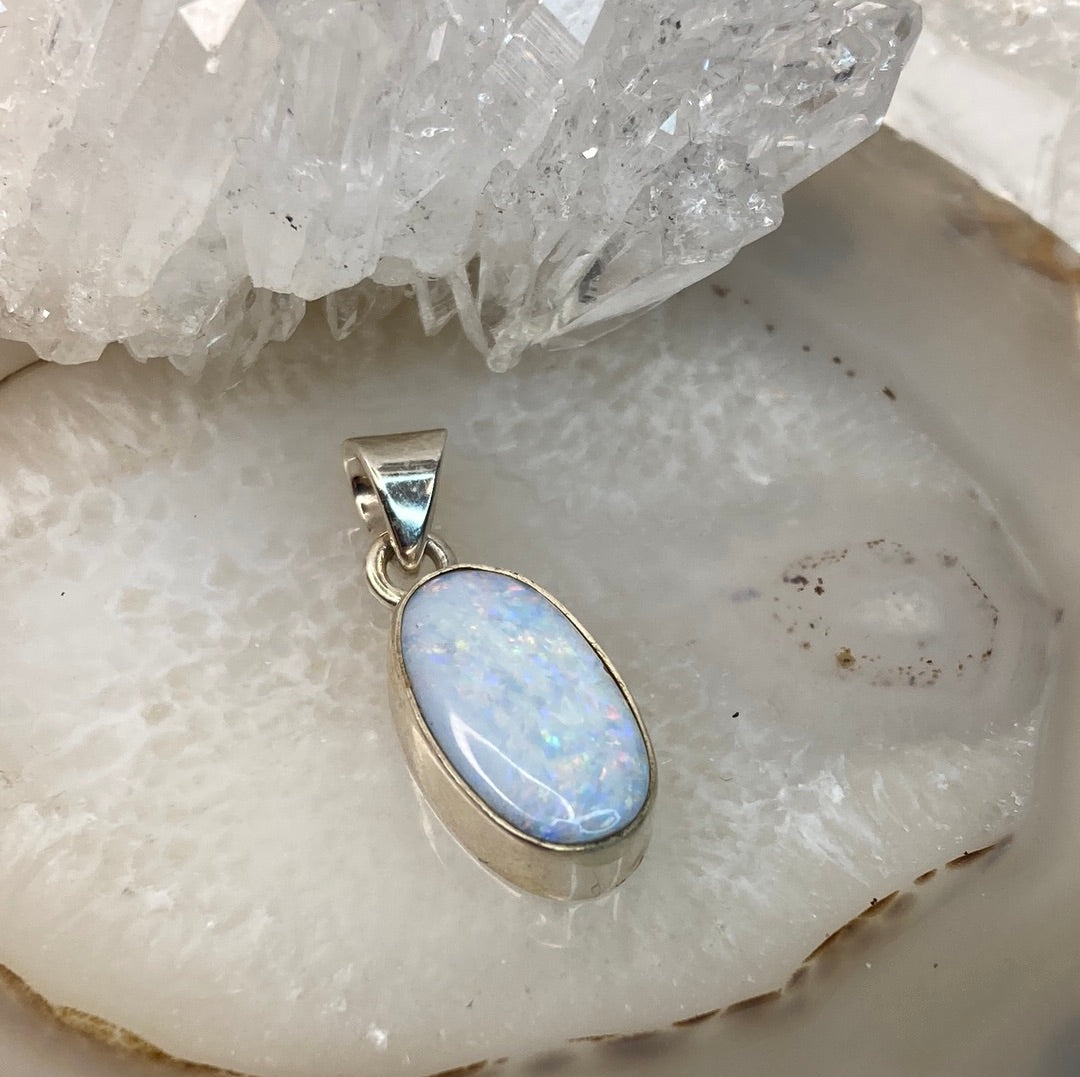 Sterling silver opal pendant