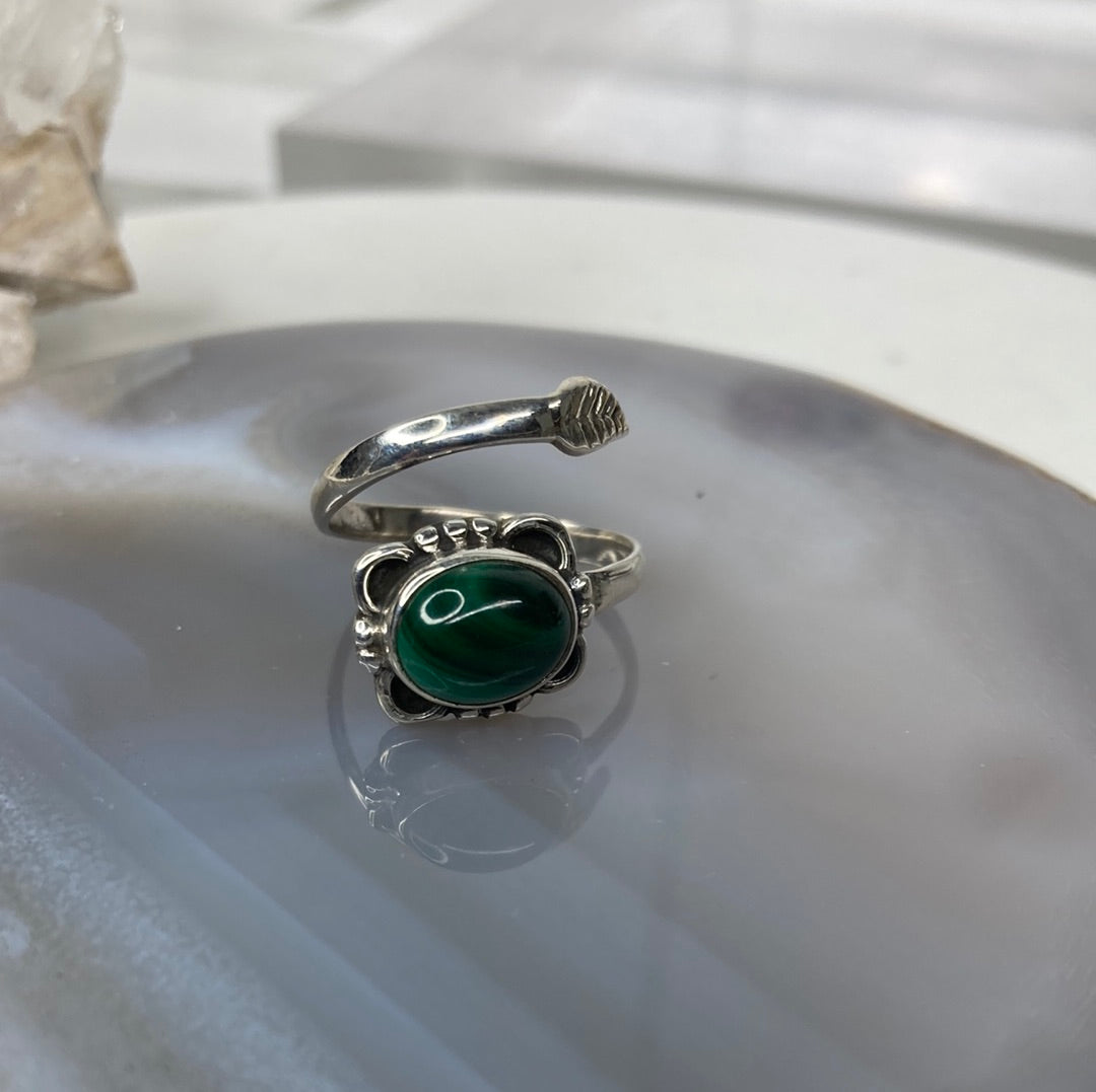 Sterling silver malachite ring