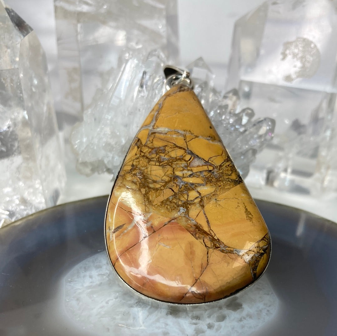 Sterling silver large jasper pendant