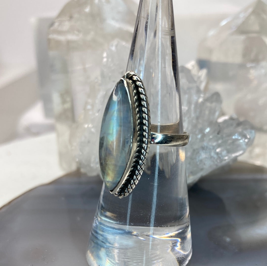Sterling silver moonstone ring