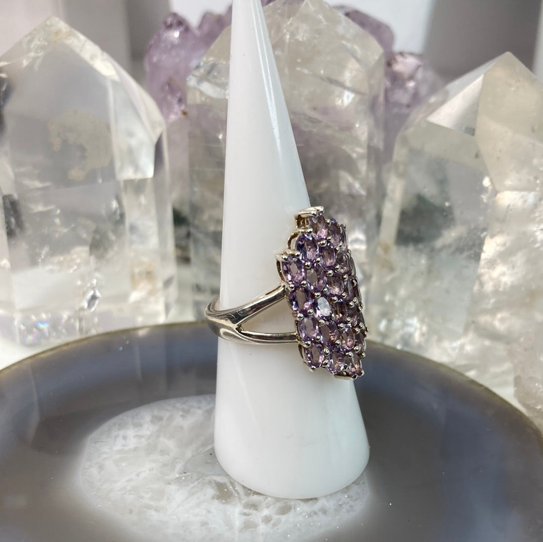 Sterling silver light amethyst cluster ring