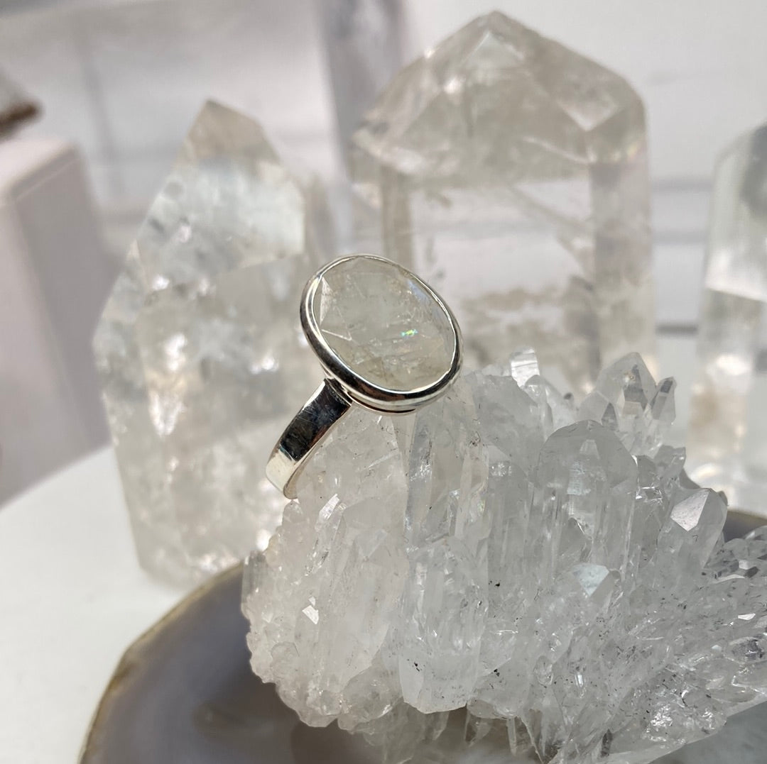 Sterling silver raw moonstone ring