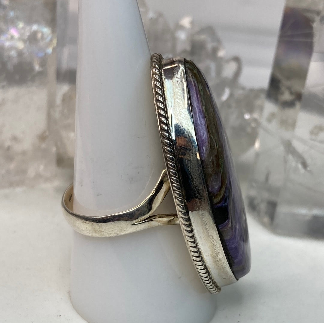 Sterling silver charoite ring
