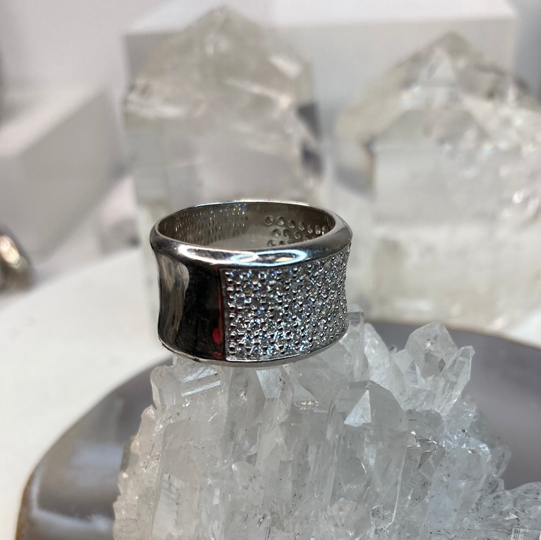 Sterling silver cz band ring
