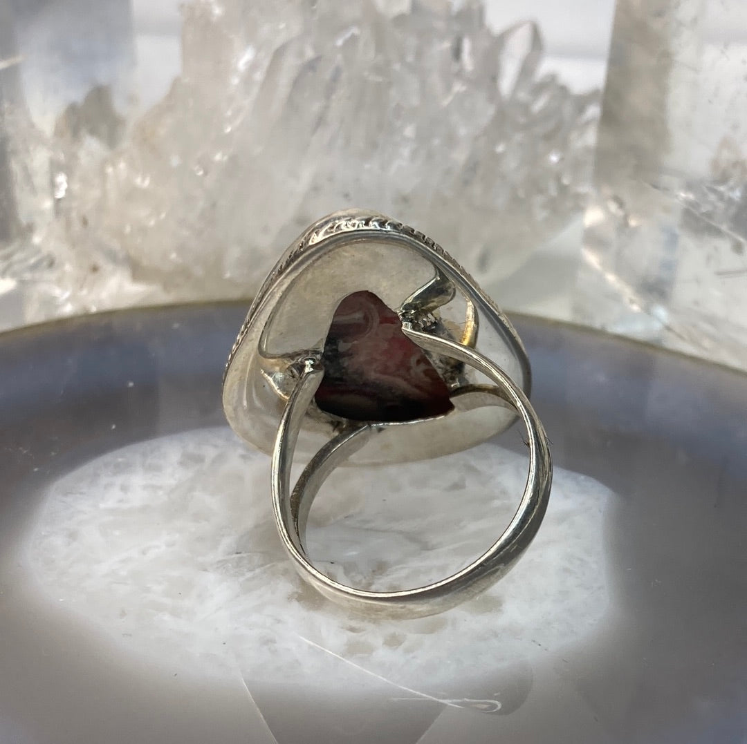 Sterling silver rhodochrosite ring
