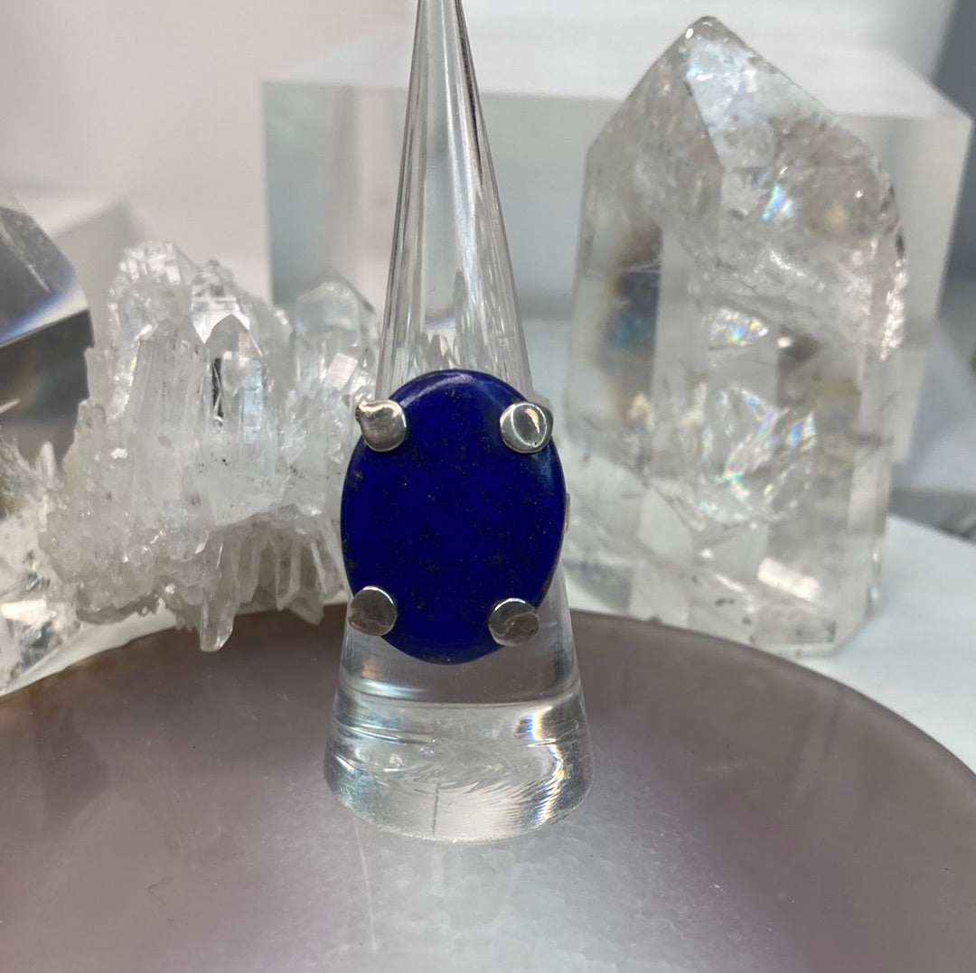Modernist style lapis sterling silver ring