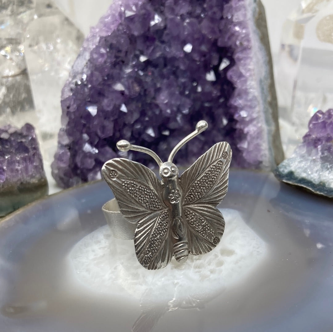 Sterling silver butterfly ring