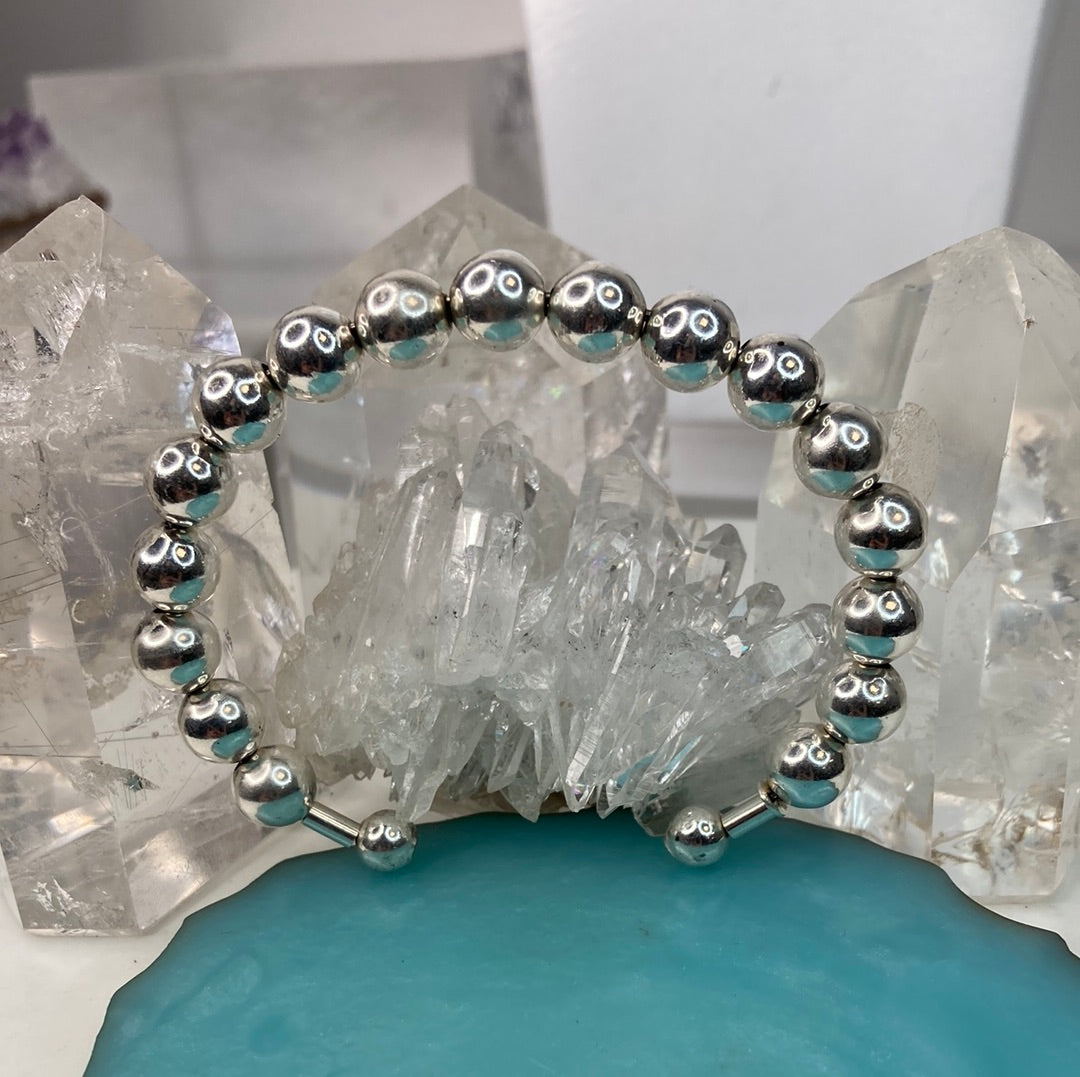 Sterling silver ball bead cuff bracelet